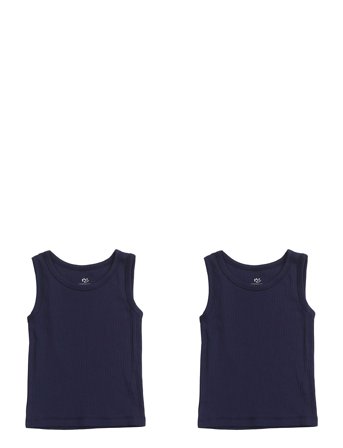 Copenhagen Colors Rib Jersey 2-Pack Tank-Tops - Navy - 116