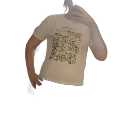Vit t-shirt med leopardmönster från Zara