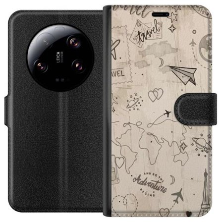 Kompatibel Tegnebogsetui til Xiaomi 13 Ultra Fremtidig pansret helt i pink og guld med glødende energi i en dramatisk neonmiljø