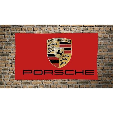 Porsche 3x5 FT Punainen Lippu Kilpa-auto Näyttely Banneri Luola Sisustus Seinäbanneri QQTO552