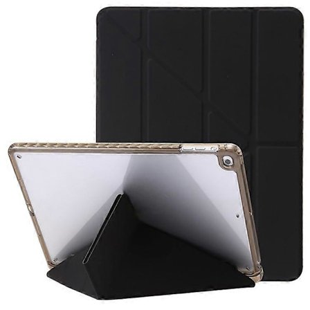 Kompatibel med iPad Air (2013) / Air 2 / iPad 9,7-tommer (2017) / (2018) Læder+Klar Akryl Tablet Cover Origami Tri-fold Stand Ta