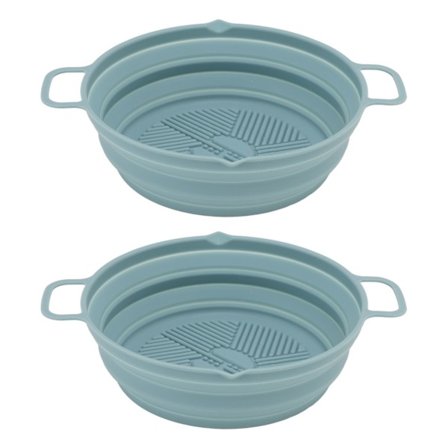 2 stk. Sammenleggbar silikoninnlegg Matkvalitetsgryte for Airfryer Rund kurv Blå