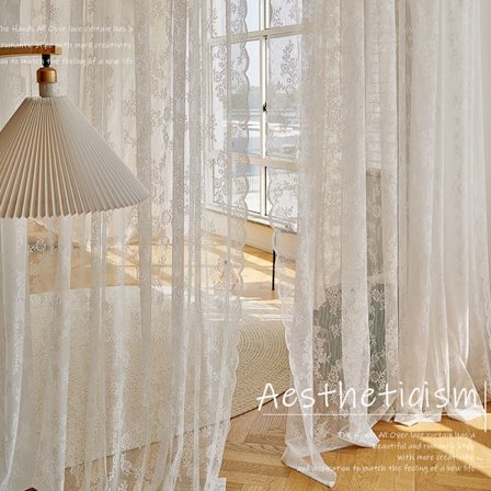 Hvite Voile-gardiner 2 paneler, Semi-Sheer Voile Vindusgardiner