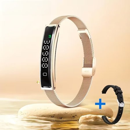 Elegant smartklokke i rustfritt stål, treningsarmbånd med skritteller – perfekt gave