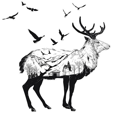 Dyresilhuet sort og hvid vægklistermærker til stue