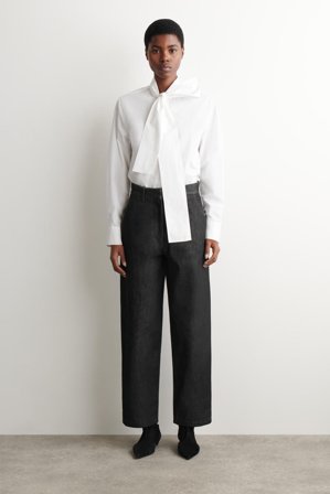 COS Women's Camisa De Algodón Con Lazada in Blanco