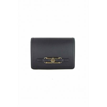 Elisabetta Franchi, Small shoulder bag with metal logo Zwart, Dames, Maat:ONE Size