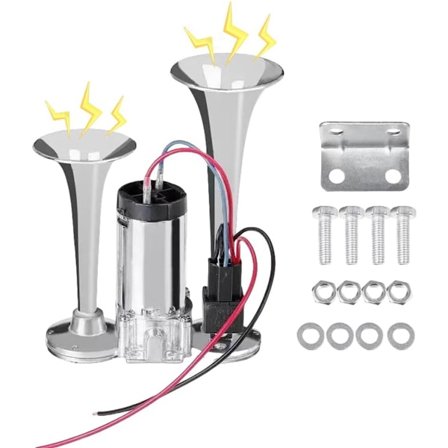 Lämplig för 12V 600DB lufthorn med dubbla trumpeter, superhögt lufthorn för lastbilar, dubbelt elektriskt lufthornset för fordon, med kompressor, 