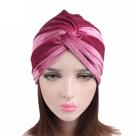 Mjuk stretchig sammets chemo cross rotate turbanhatt
