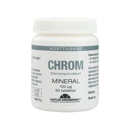 Natur Drogeriet Chrom 100 Ug 60 tabl., Helse & Madvarer, Mineraler, Chrom