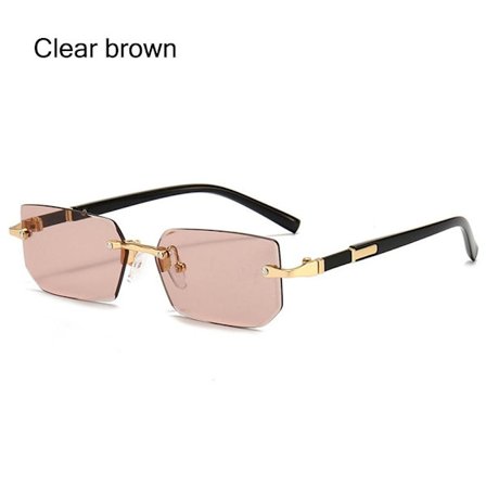 Trendiga båglösa solglasögon Ramlösa rektangulära solglasögon UV400