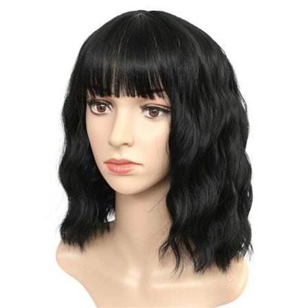 Vaaleansininen lyhyt kihara aaltoileva peruukki naisille, sininen peruukki