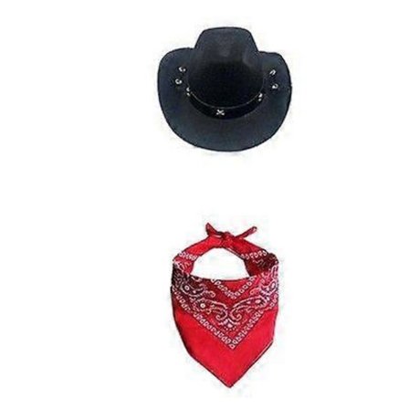 Hundecowboykostyme, Halloween-kostymer til hund, Cowboyhatt til kjæledyrhunder med bandana-skjerf for små, mellomstore og store hunder