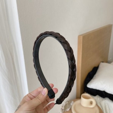 Hårbøyle Parykk Flette pannebånd KAFFE TYKK TYKK