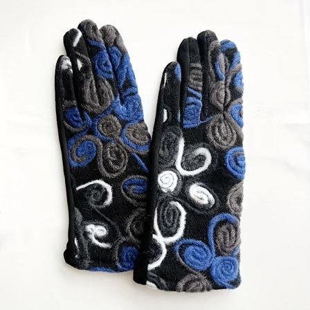 Dame Vinter Varme Handsker med Fuld Finger med Blomsterbroderi & Touchscreen-kompatibilitet - Termisk Isolerede Handsker med [DB]