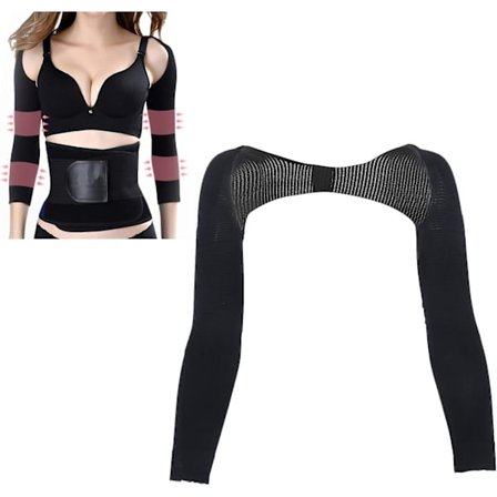 Slankende armformer, kompresjonsermer for overarmer for kvinner, rygg- og skulderstøtte, pukkelrygg-holdningskorrigerende lymfødem-ermer, usynlig 