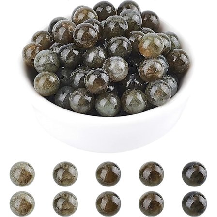 Omtrent 94 stk 8mm Natursteinperler Naturlig Labradoritt Runde Perler Edelsten Løse Perler for Armbånd Halskjede Smykker Making (Hull: 1mm)