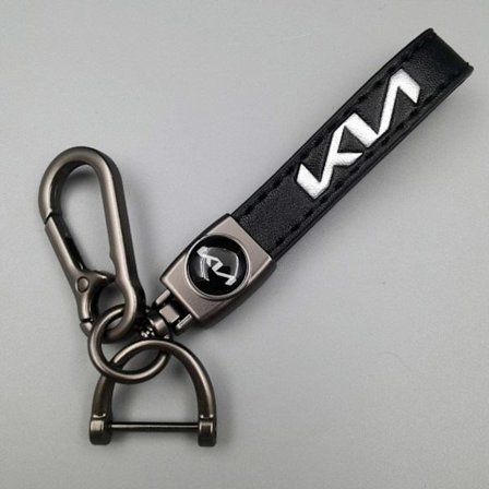 Personlig Logo Metal Nøglering - Herre Lædernøglering med Gunmetal Hardware Ny Kia