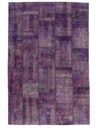 Patchwork Teppich 195X293 Dunkellila/Schwarz Wolle, Persien
