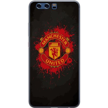 Kompatibelt Mobildeksel til Huawei Huawei P10 Manchester United logo i rød og gul farge med røff sportslig bakgrunn