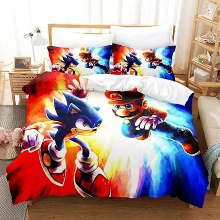 Sonic tecknad anime sänglakan täcke set tredelat set