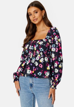 ONLY Melisa Life L/S Peplum Top Sky Captain AOP:Flow Klær