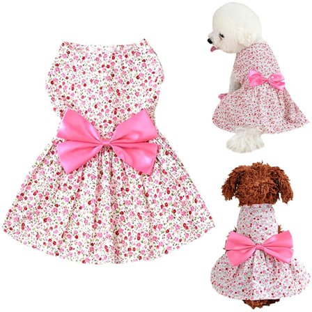 Hunde kjole - Valpe Floral Princess Kjole, Hundekjole Sløyfe Tutu, Tynn Søt Kjæledyr Sommerkjole Kostyme, Hund Blomsterkjole Hundekostyme (M Størrelse