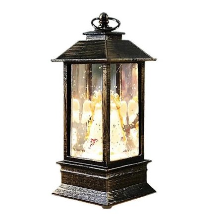 Jule Sne Globe Lanterne LED Lys Vand Glitter Julemand Natlampe Dekor