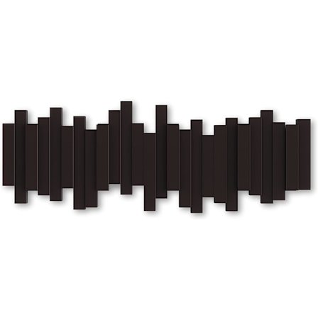 Mørkebrun - vægmonteret knagerække med 5 folde-kroge,