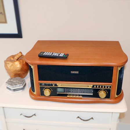 Lenco TCD-2551WD retro-pladespiller i træ med Bluetooth, cd og