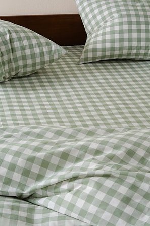 Jotex - Faconsyet Lagen Økologisk Grågrøn/hvid - LAUREN - Køb Faconsyede lagener hos Jotex