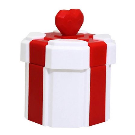 Gaveeske Byggekloss Utseende Slitesterk Rød Hvit Smykkeskrin for Kakedekorasjon Polygonal