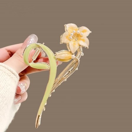 Flower Hair Clip Hair Claw KELTAINEN
