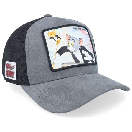 Capslab - Grå trucker Keps - Tom & Jerry Grey/Black Premium A-Frame Trucker @ Hatstore