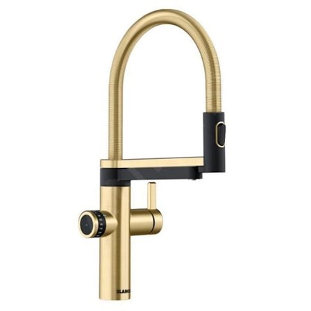Blandare för diskho - BLANCO - EVOL-S Pro - Guld/Svart - Flexibel duschslang - Inbyggd filtrering