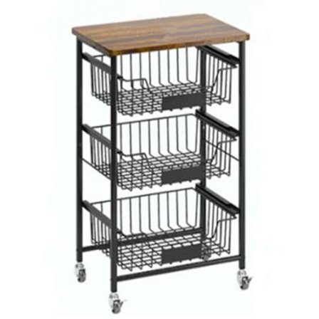COSTWAY serveringsvogn med 4 hylder, 3 glidende kurve, køkkenvogn på hjul til snacks Frugt Grøntsager