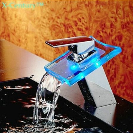 Moderne LED Blandingsbatteri til Badeværelse - Grå - Enkelt Hul - Højde 185mm - Krom