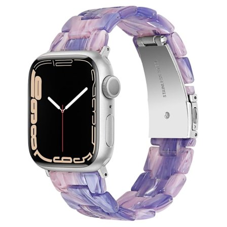 Apple Watch (45 mm) klockarmband i resinmodell - Lila / Rosa Blommor