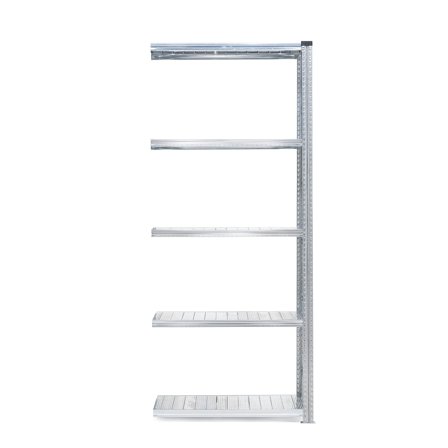 Regalsystem TRANSFORM, Anbaumodul mit 5 Böden, 2500 x 900 x 400 mm, verzinkt