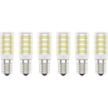 6 kpl E14 LED-lamppuja, 5 W (vastaa 50 W), viileä valkoinen (6000 K), AC220-240V, välkkymätön, ei himmennettävä, 300 lumenia, CRI>80 (viileä valkoinen