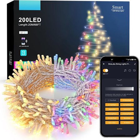 Julbelysning, 20 meter 200 LED Färgskiftande Trädbelysning 11 Funktioner Varmvit & Multicolor