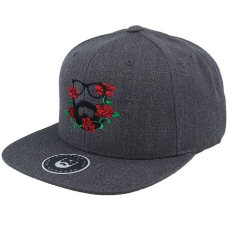 Bearded Man - Grå snapback Keps - Rose Logo Dark Heather Grey Snapback @ Hatstore