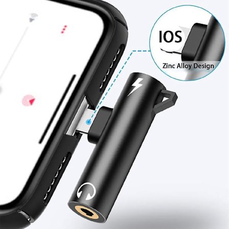 Lightning till 3,5 mm Jack Hörlursljudladdningsadapter Konverterare för iPhone (FMY) röd