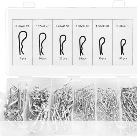 150 st R-clips fjäderlås, fjäderstift, fjäderlås sortiment KLB