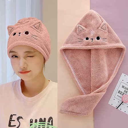 Cat Coral Fleece-hår Snabbtorkande cap