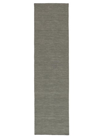 Plain (Single Colored) Small Handloom Flat Rug - Dark Grey 80X300 Wool, In Modern Style