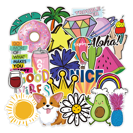 Klistermærker 30 Blandede Klistermærker, Æstetiske Klistermærker, Søde Klistermærker, Vandflaske Klistermærker, Vandtætte Klistermærker