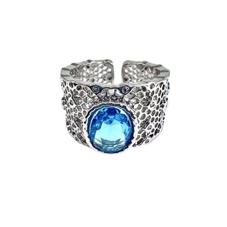 Full av diamanter och stjärnor, ihålig ring, retro briljantsafirring, pläterad med 18K guld, justerbar öppning