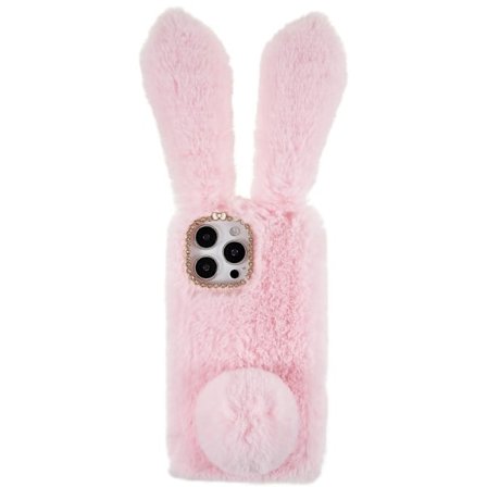 Fluffy Rabbit iPhone 14 Pro skal - Rosa