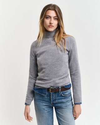 GANT - Ekstra fin lammeull-turtleneck-genser til dame grey melange